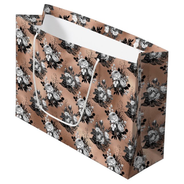 Rose Gold Gothic Halloween Große Geschenktüte (Vorderseite Schrägansicht)