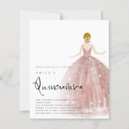 Rose Gold Gown Blonde Hair QR Quinceañera
