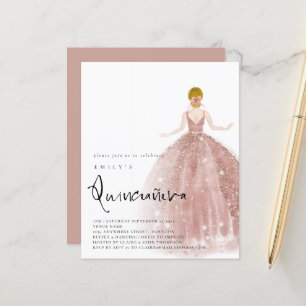 Rose Gold Gown Blonde Hair QR Quinceañera