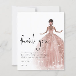 Rose Gold Gown Dunkle Haare Quinceñera Dank