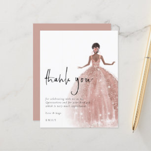 Rose Gold Gown Dunkle Haare Quinceñera Dank