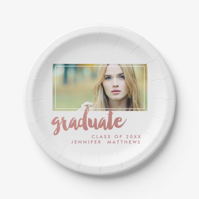 Rose Gold Graduate | Abschluss-Papierplatte Pappteller (Vorderseite)