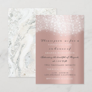 Rose Gold Grau Glitter Marmor Konfetti Elegant VIP Einladung