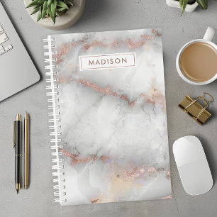 Rose Gold Grau Marmor Personalisierter Name Benutz Planer