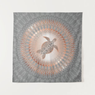 Rose Gold Graue Schildkröte Und Mandala Wandteppich