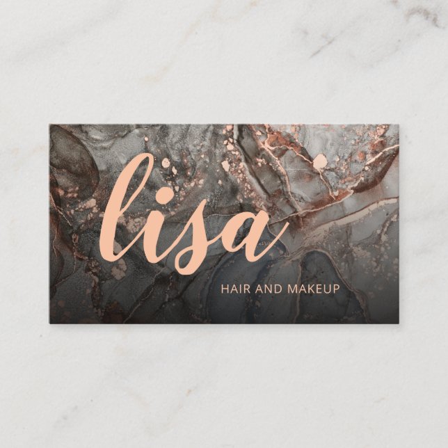Rose Gold Graue Tinte Marmor Scan QR Code Geschäft Visitenkarte (Vorderseite)