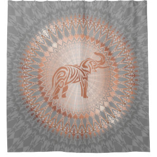Rose Gold Gray Elephant Mandala Duschvorhang