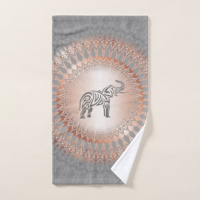 Rose Gold Gray Elephant Mandala Handtuch (Handtuch)