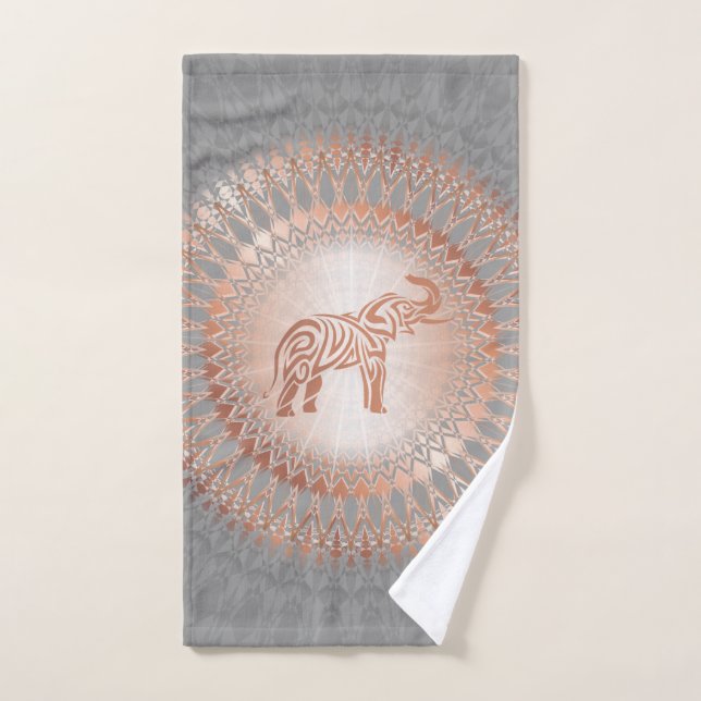 Rose Gold Gray Elephant Mandala Handtuch (Handtuch)