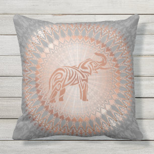 Rose Gold Gray Elephant Mandala Kissen