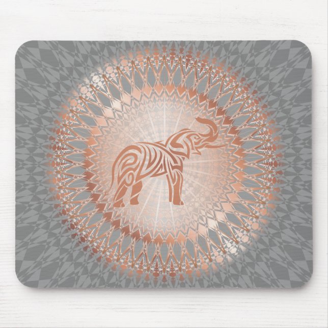 Rose Gold Gray Elephant Mandala Mousepad (Vorne)