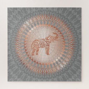 Rose Gold Gray Elephant Mandala Puzzle