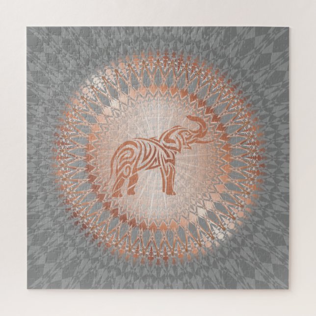 Rose Gold Gray Elephant Mandala Puzzle (Vertikal)