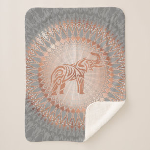 Rose Gold Gray Elephant Mandala Sherpadecke