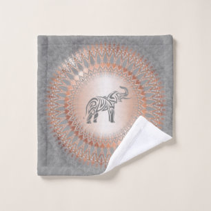 Rose Gold Gray Elephant Mandala Waschlappen