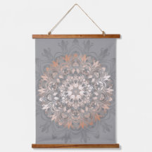 Rose Gold Gray Floral Mandala