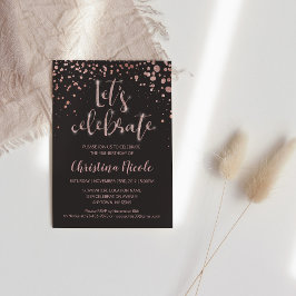Rose Gold & Gray Glitzer Trendy Einladung