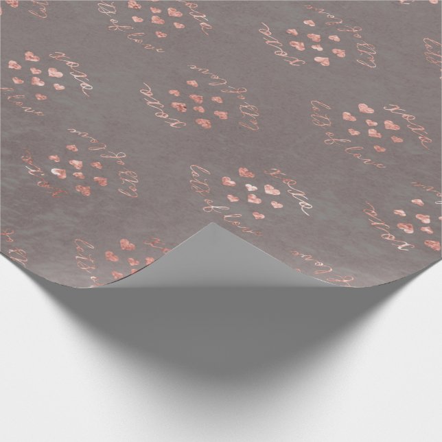 Rose Gold Gray Hearts Wrapping Paper Geschenkwrap Geschenkpapier (Ecke)