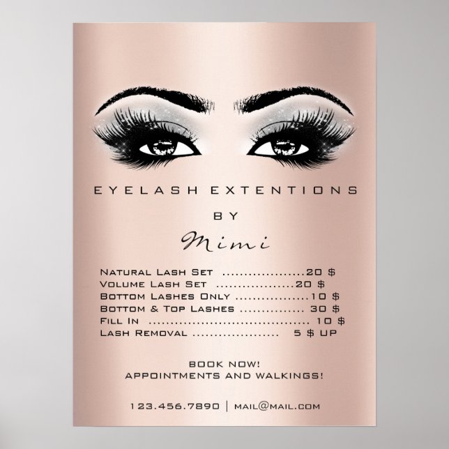 Rose Gold Gray Makeup Eyes Lashes Preise Poster (Vorne)
