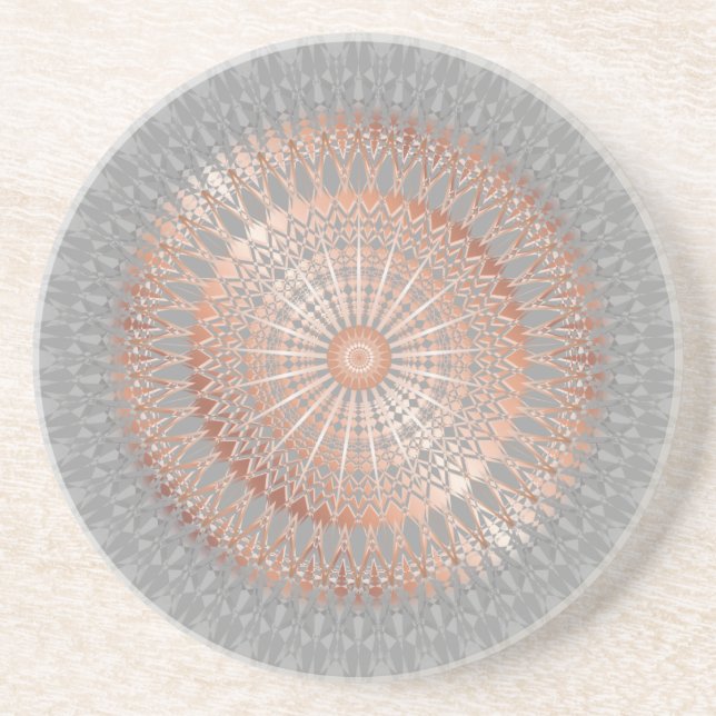 Rose Gold Gray Mandala Getränkeuntersetzer (Vorne)