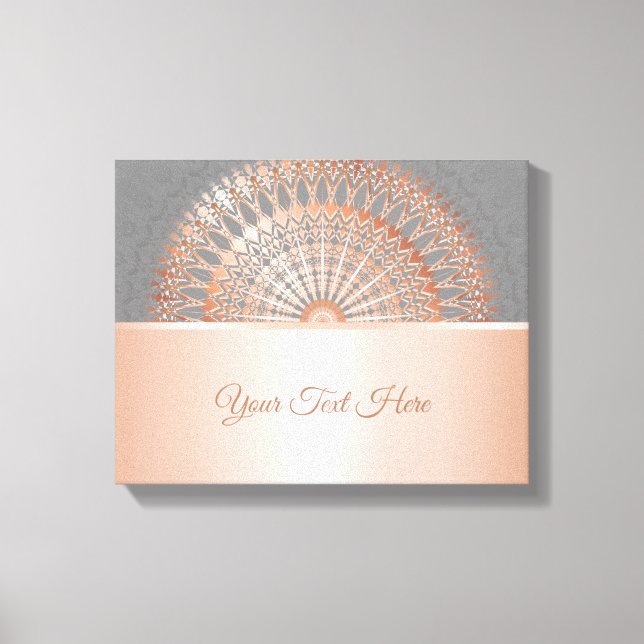 Rose Gold Gray Mandala Leinwanddruck (Vorderseite)