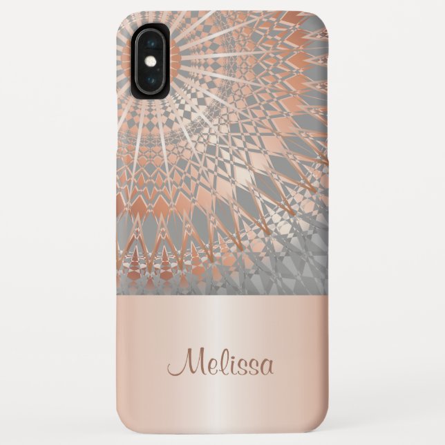 Rose Gold Gray Mandala Monogram Case-Mate iPhone Hülle (Rückseite)
