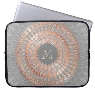Rose Gold Gray Mandala Monogram Laptopschutzhülle