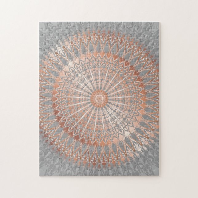 Rose Gold Gray Mandala Puzzle (Vertikal)