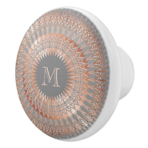 Rose Gold Gray Modern Mandala Keramikknauf