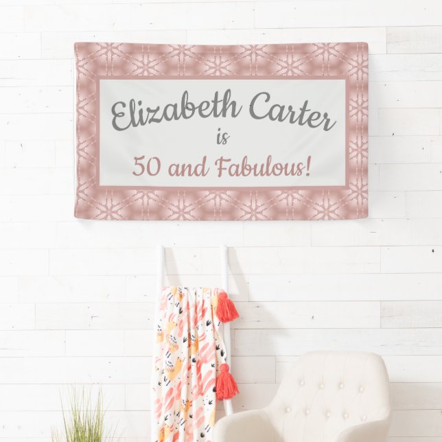 Rose Gold Gray & Pink 50 und fabelhafter Geburtsta Banner (Insitu)