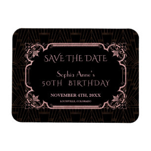 Rose Gold Great Gatsby Geburtstag Save The Date Magnet