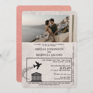 Rose Gold Greece Pass Einladung zur Hochzeit