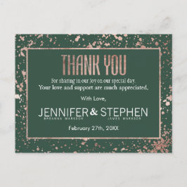 Rose Gold Green Paint Spritzer Vielen Dank Postkarte