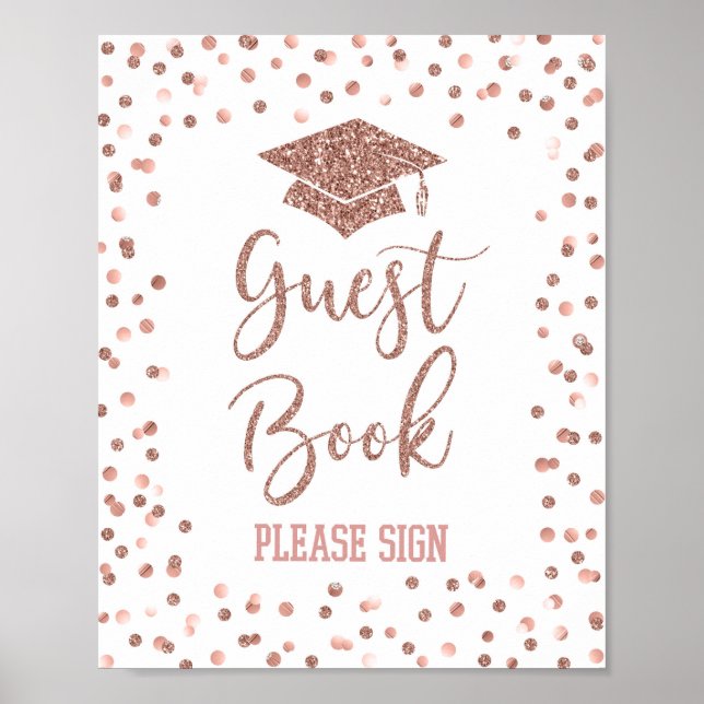 Rose Gold Guest Book Abschluss Signierung Poster (Vorne)