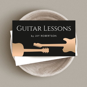 Rose Gold Guitar Teacher Business Card Visitenkarte