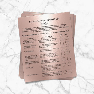 Rose Gold Haftung Waiver Eyelash Extension Salon Flyer