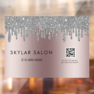 Rose Gold Hair Salon Stylist QR-Code Fensteraufkleber