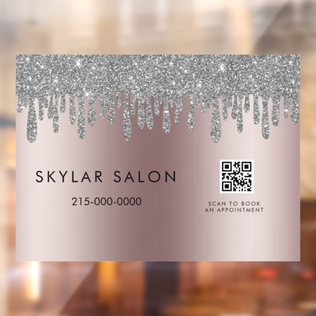 Rose Gold Hair Salon Stylist QR-Code Fensteraufkleber (Blatt 2)