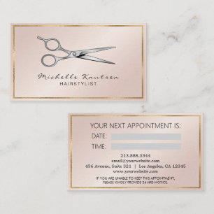 Rose Gold Hairstylist Schere Terminkarte Visitenkarte