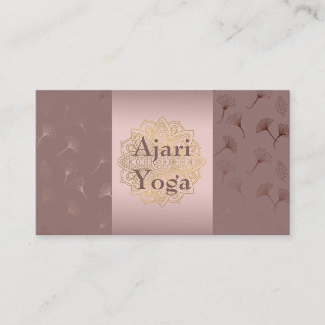 Rose Gold Hand Drawn Floral Yoga Instructor Visitenkarte (Vorderseite)