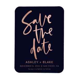 Rose Gold handgeschriebene Kalligrafie Save the Da Magnet