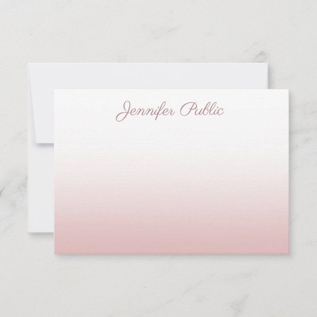 Rose Gold Handgeschriebene Skriptname Template Ele Mitteilungskarte (Vorderseite)