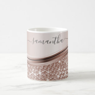 Rose Gold handgeschriebener Name Glitter Glanz Bli Kaffeetasse
