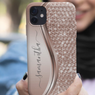 Rose Gold handgeschriebener Name Glitzer Sparkle B Case-Mate iPhone 14 Hülle
