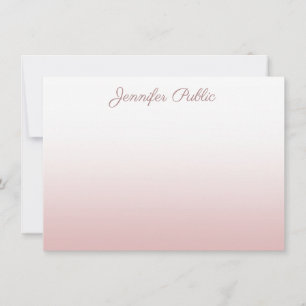 Rose Gold Handgeschriebener Skriptname Elegante Vo Mitteilungskarte