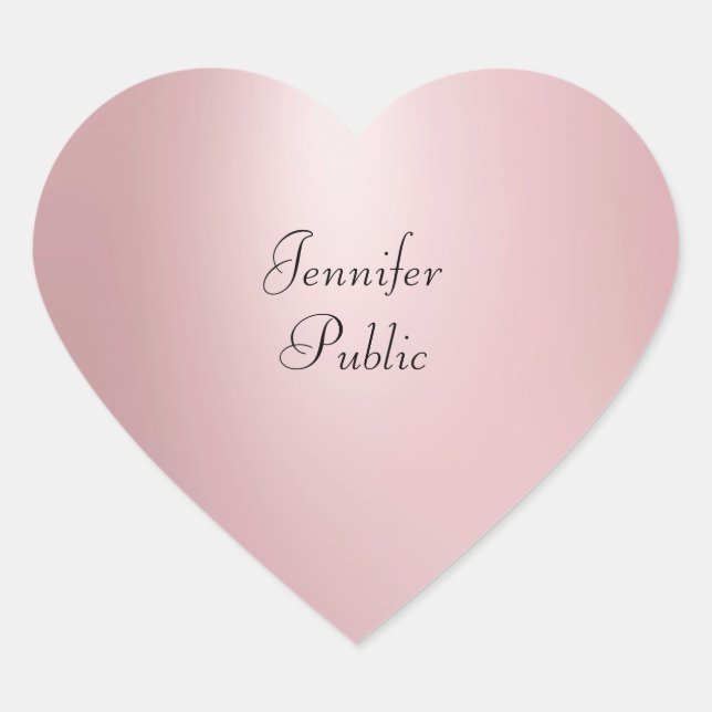 Rose Gold Handgeschriebenes Skript Elegante Vorlag Herz-Aufkleber (Vorderseite)