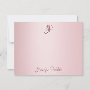Rose Gold Handschrift-Schriftzug Monogramm-Vorlage Mitteilungskarte