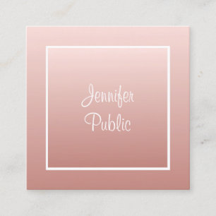 Rose Gold Handwriting Elegante Moderne Vorlage Quadratische Visitenkarte