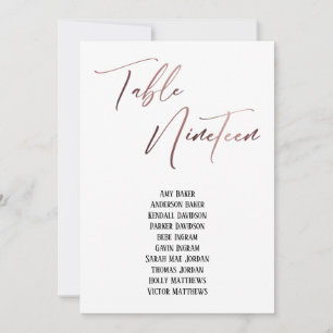 Rose Gold Handwriting Table 19 Sitzplakette
