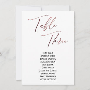 Rose Gold Handwriting Table Drei Sitzplakette